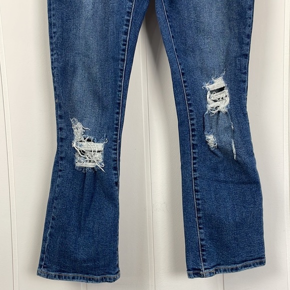 Dear John Liam Straight Mid Rise Cropped Jean Women's 27 Holes Distressing - Picture 6 of 16